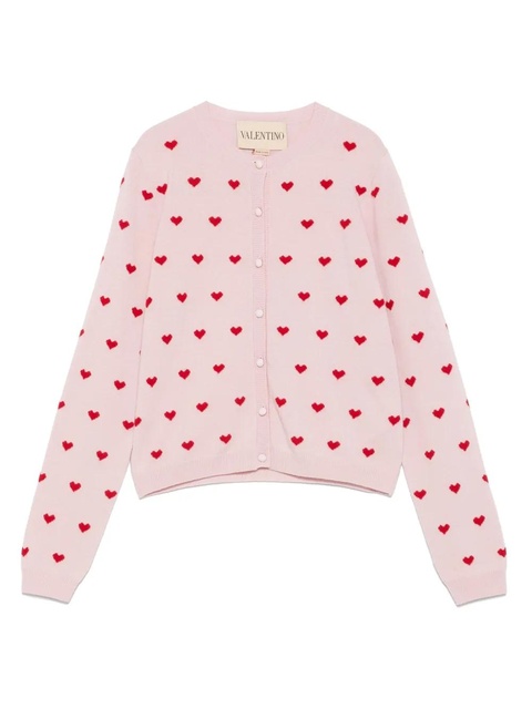 Valentino Garavani heart-pattern button cardigan - Pink - zdjęcie produktu nr 1