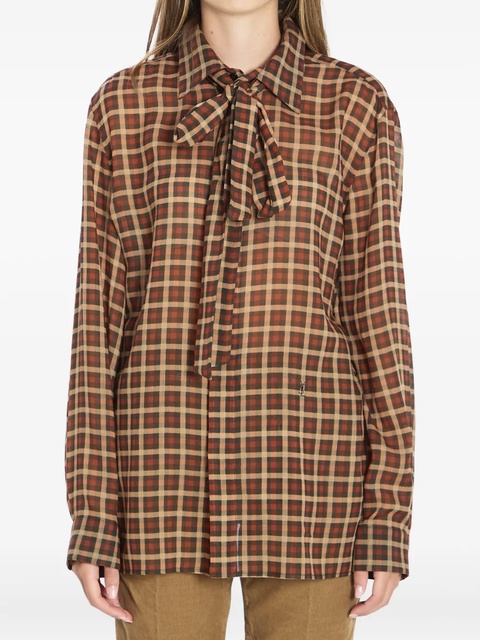 Saint Laurent long-sleeve wool tie-neck shirt - Red - zdjęcie produktu nr 1