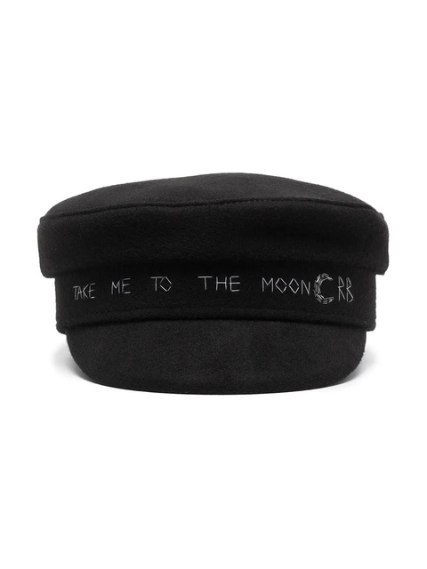 Ruslan Baginskiy crystal-embellished logo baker boy cap - Black - zdjęcie produktu nr 1