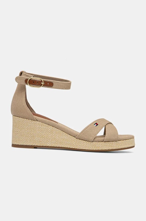 Tommy Hilfiger sandały FLAG CRISS-CROS MID WEDGE ESPAD kolor beżowy FW0FW08481 - zdjęcie produktu nr 2
