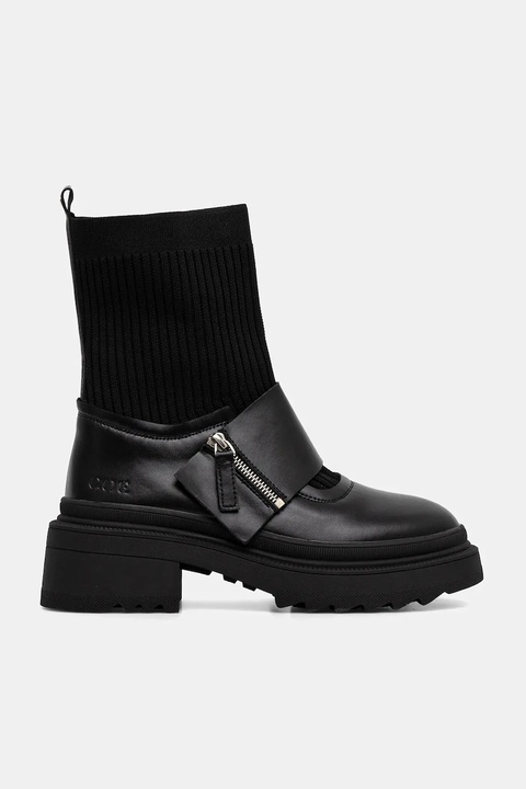 GOE botki damskie kolor czarny na płaskim obcasie SS2N4071 BLACK - zdjęcie produktu nr 2