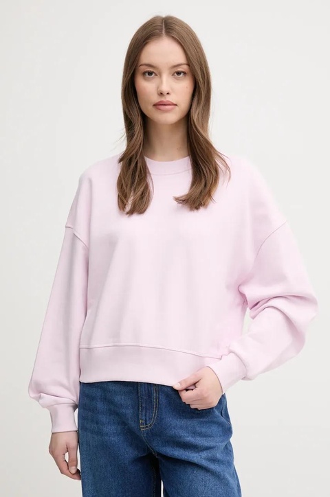 United Colors of Benetton bluza bawełniana damska kolor różowy z nadrukiem 3UNID109A - zdjęcie produktu nr 1