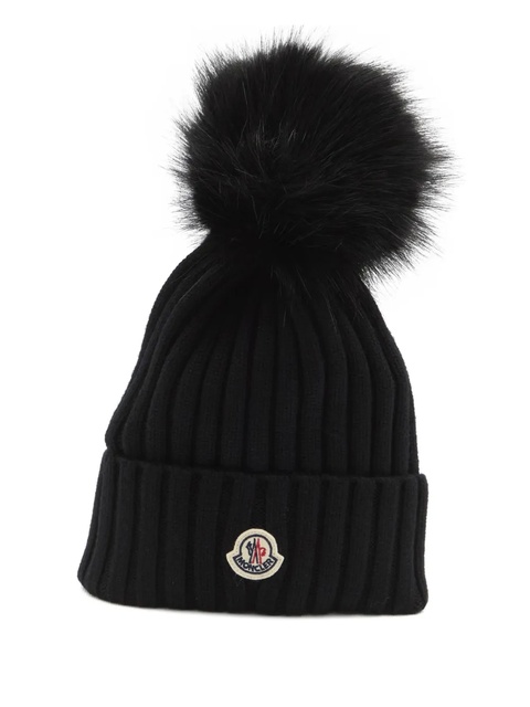 Moncler ribbed knit pom-pom beanie - Black - zdjęcie produktu nr 2