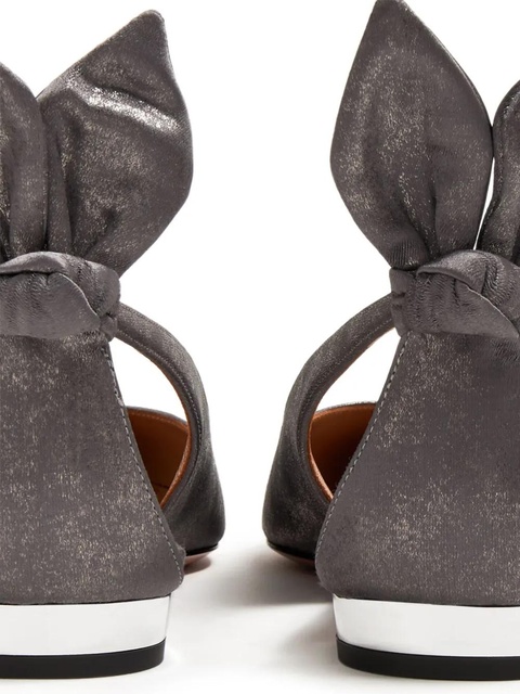 Aquazzura Bow Tie leather ballerina shoes - Grey - zdjęcie produktu nr 1