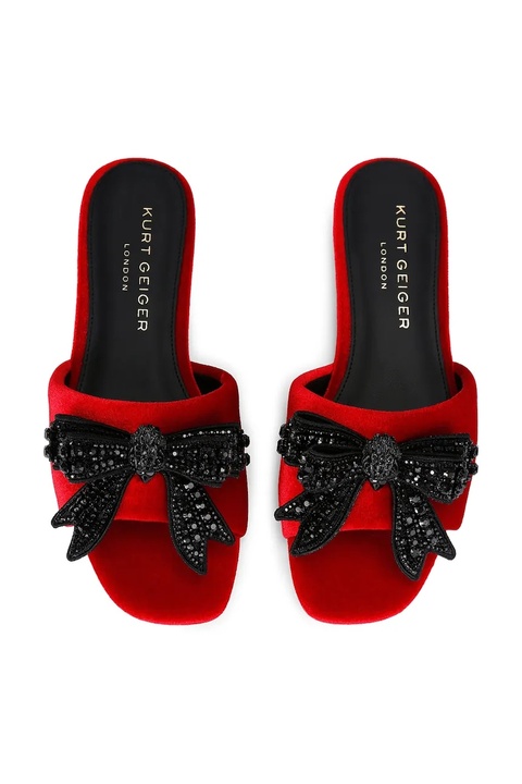 Kurt Geiger London klapki Kensington Bow Flat Sdl damskie kolor czerwony 655750789 - zdjęcie produktu nr 2