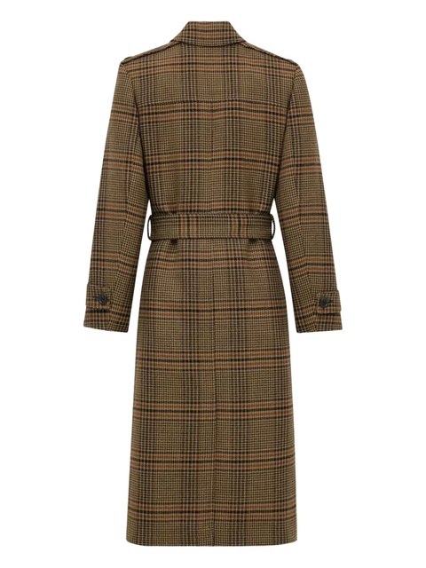 Saint Laurent Prince of Wales check belted coat - Brown - zdjęcie produktu nr 2