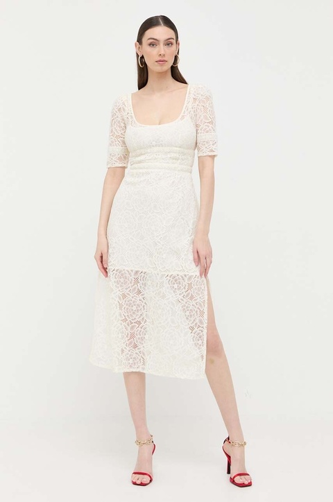 For Love & Lemons sukienka kolor beżowy midi prosta - zdjęcie produktu nr 2