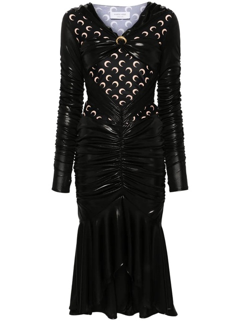 Marine Serre Regenerated draped midi dress - Black - zdjęcie produktu nr 1