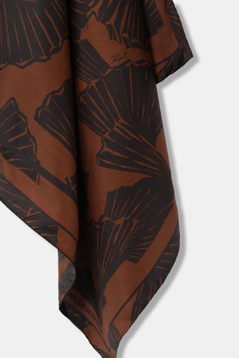 Karl Lagerfeld apaszka jedwabna K/SIGNATURE damska kolor brązowy wzorzysta B1W33024 - zdjęcie produktu nr 1