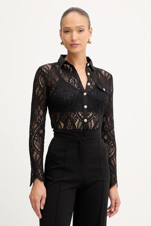 Morgan koszula damska kolor czarny regular z kołnierzykiem klasycznym TLILA - zdjęcie produktu nr 1