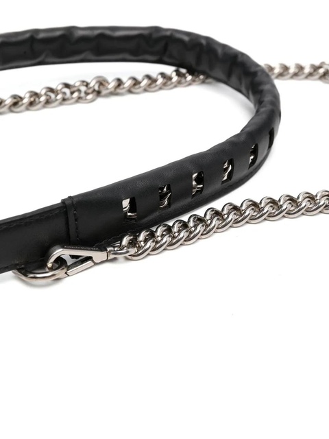 Alexander McQueen chain-link & leather belt - Black - zdjęcie produktu nr 2