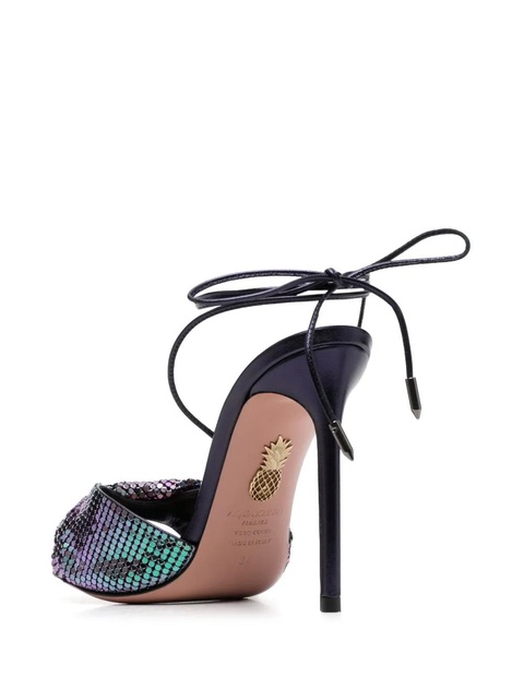 Aquazzura lace-up 110 mesh sandals - Purple - zdjęcie produktu nr 2