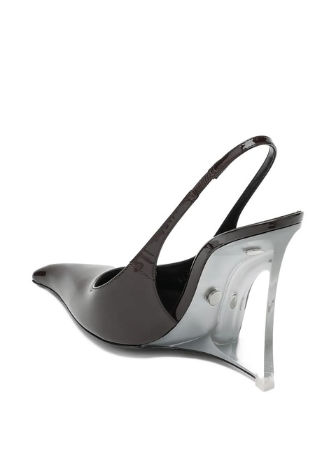 Saint Laurent 110mm patent-leather slingback pumps - Black - zdjęcie produktu nr 2