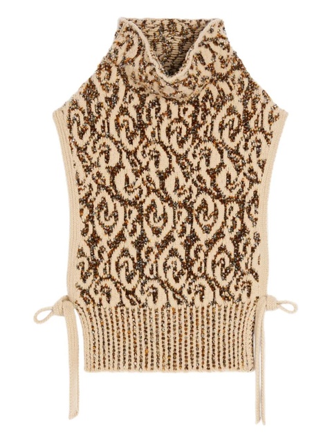 DRIES VAN NOTEN jacquard bib sweater - Brown - zdjęcie produktu nr 1