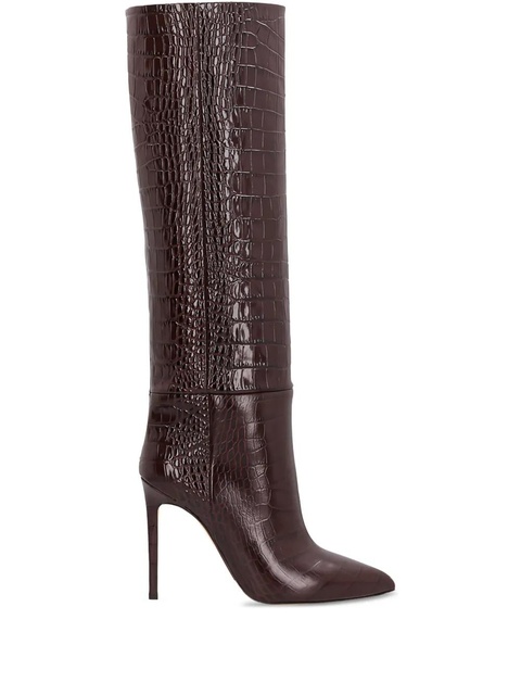 Paris Texas 85mm crocodile-embossed knee-high boots - Brown - zdjęcie produktu nr 1
