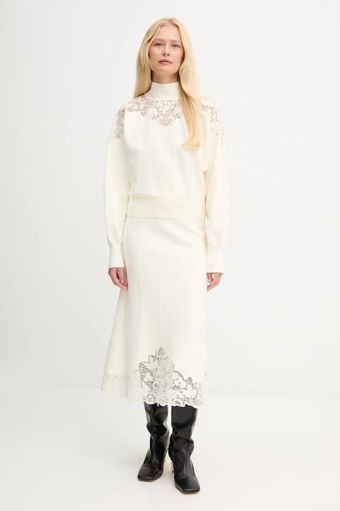 Twinset sweter damski kolor beżowy z półgolfem 252TP3406 - zdjęcie produktu nr 2