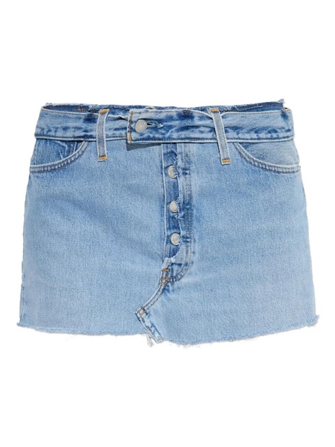 RE/DONE button-fastening frayed denim skirt - Blue - zdjęcie produktu nr 1