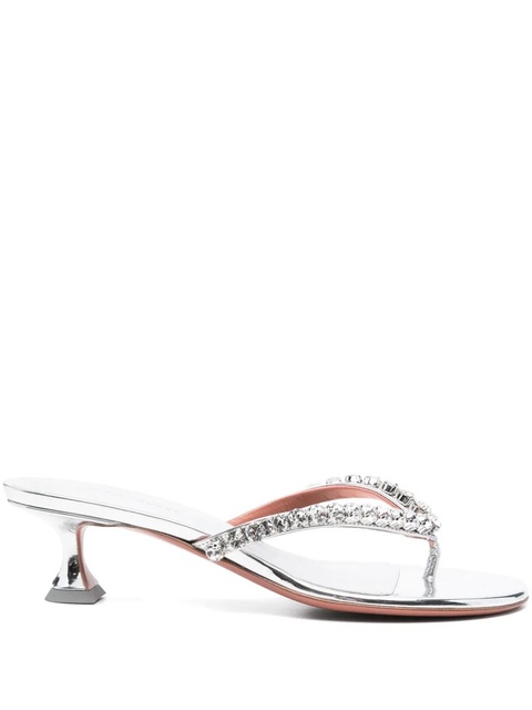 Amina Muaddi 45mm crystal-embellished mules - Silver - zdjęcie produktu nr 1