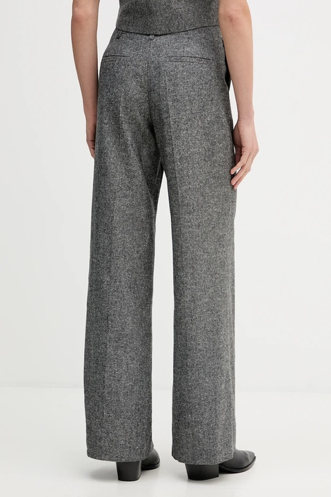 Pedro del Hierro spodnie z domieszką wełny damskie kolor szary proste high waist 7602535 - zdjęcie produktu nr 2