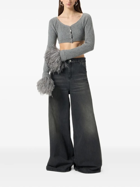 Blumarine cropped ribbed cardigan - Grey - zdjęcie produktu nr 2