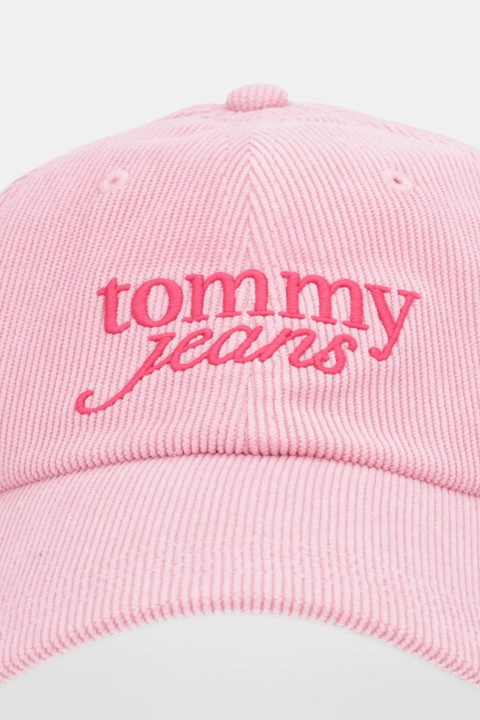 Tommy Jeans czapka z daszkiem sztruksowa kolor różowy AW0AW17908 - zdjęcie produktu nr 1