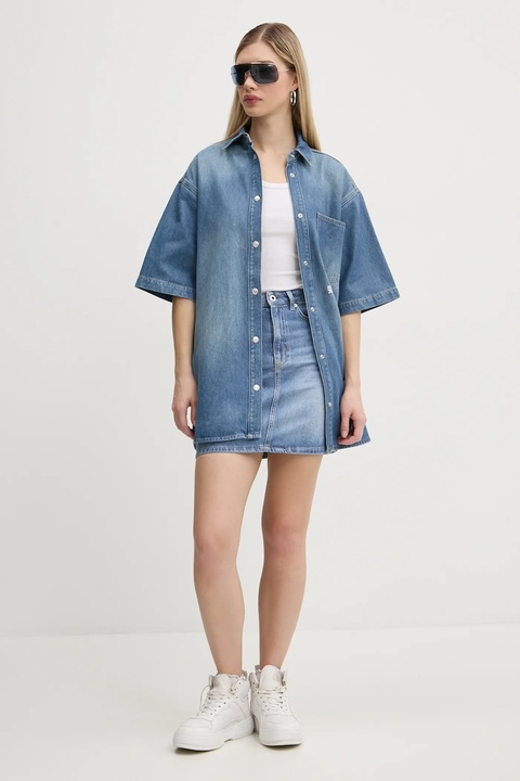 Karl Lagerfeld Jeans spódnica jeansowa kolor niebieski mini ołówkowa A1W12025 - zdjęcie produktu nr 2