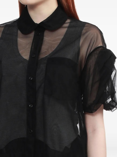 Simone Rocha sheer puff-sleeve shirt - Black - zdjęcie produktu nr 2
