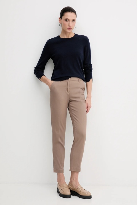 Sisley spodnie damskie kolor brązowy fason cygaretki medium waist 48M855BK7 - zdjęcie produktu nr 2