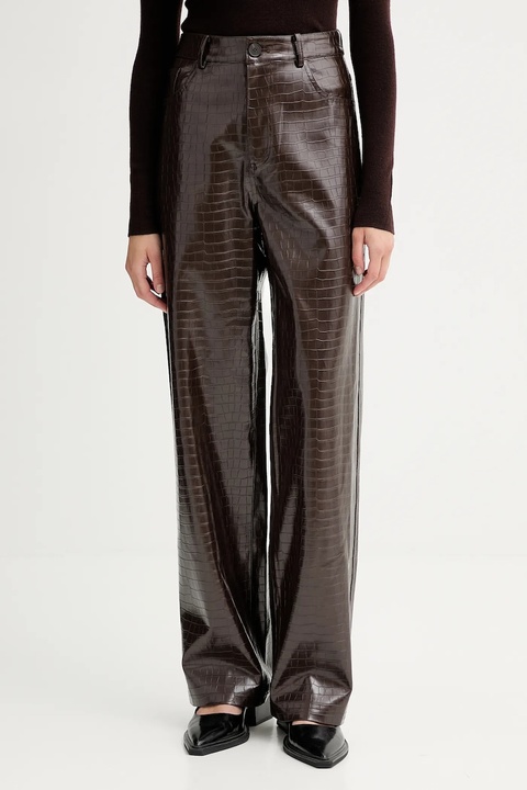 ISABELLE BLANCHE spodnie damskie kolor brązowy proste high waist IS25FW-P030-T006 - zdjęcie produktu nr 1