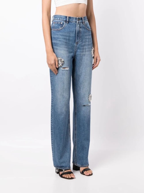 AREA crystal-embellished straight-leg jeans - Blue - zdjęcie produktu nr 2