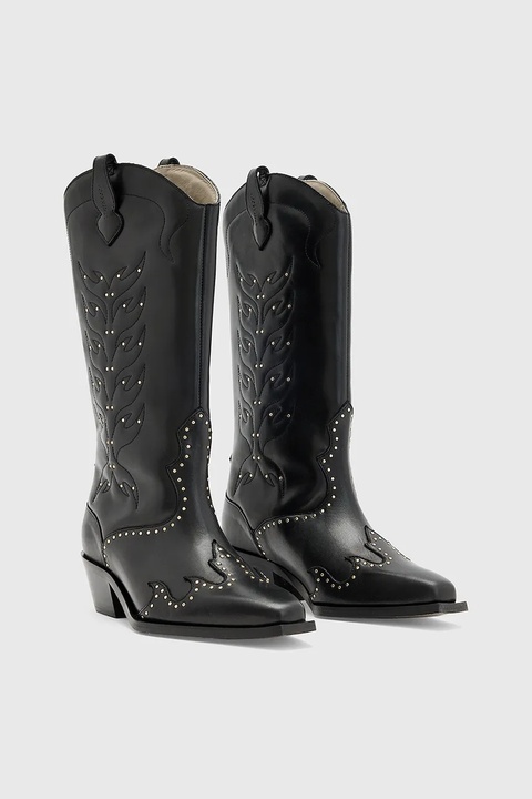 AllSaints kowbojki skórzane CARINA BOOT damskie kolor czarny na słupku W061FD - zdjęcie produktu nr 1