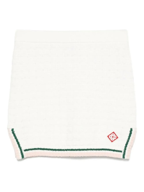 Casablanca striped-trim cotton skirt - White - zdjęcie produktu nr 1