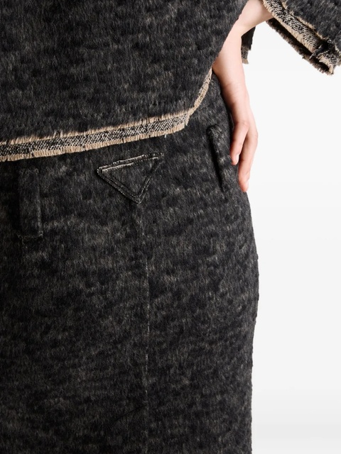 Prada triangle-logo tweed skirt - Black - zdjęcie produktu nr 2