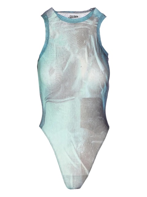 Jean Paul Gaultier mesh water-print bodysuit - Blue - zdjęcie produktu nr 1
