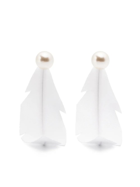 Marni fabric-feather earrings - White - zdjęcie produktu nr 1