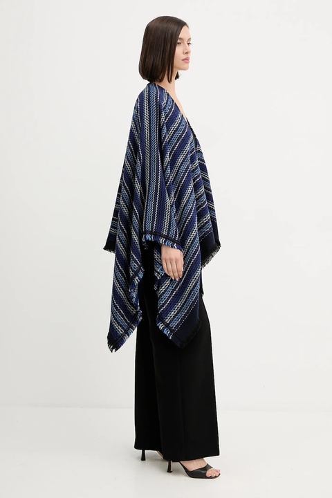 Missoni poncho wełniane kolor granatowy MA9EWODA413 - zdjęcie produktu nr 2