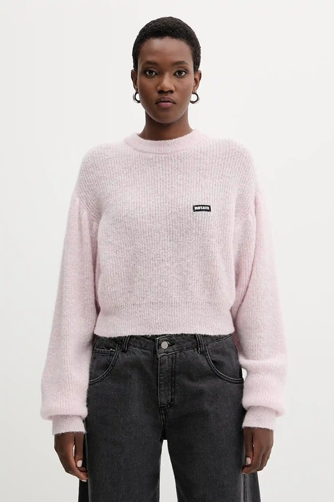 Rotate sweter z wełną 0 damski kolor różowy lekki 114278191 - zdjęcie produktu nr 1