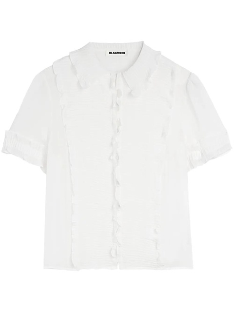 Jil Sander ruffled silk shirt - White - zdjęcie produktu nr 1