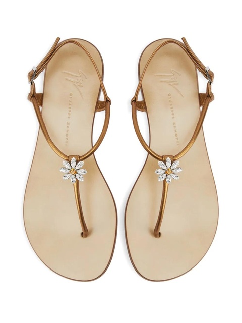 Giuseppe Zanotti Geltrude crystal-flower sandals - Brown - zdjęcie produktu nr 2
