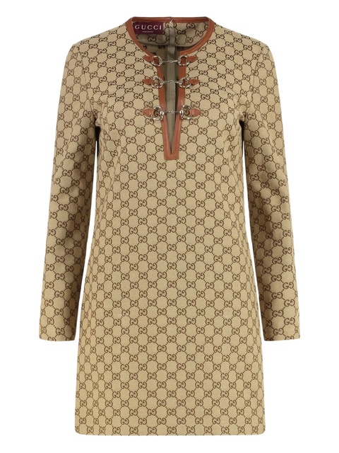 Gucci GG Supreme Canvas horsebit-detail mini dress - Brown - zdjęcie produktu nr 1