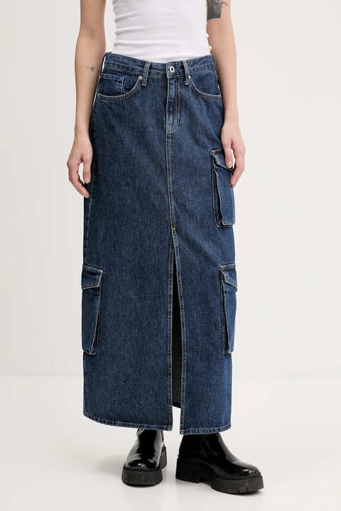 Karl Lagerfeld Jeans spódnica jeansowa kolor granatowy maxi prosta A3W12011 - zdjęcie produktu nr 1