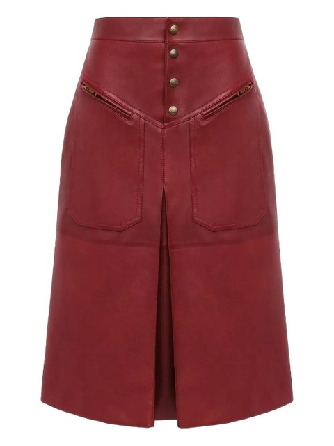 Chloé pocketed leather midi straight skirt - Red - zdjęcie produktu nr 1
