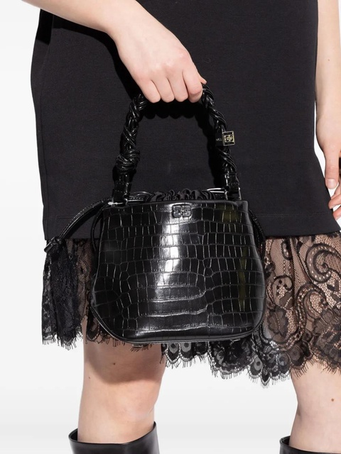 GANNI crocodile-embossed leather tote bag - Black - zdjęcie produktu nr 2