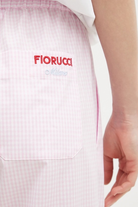 Fiorucci spodnie bawełniane Gingham Logo kolor różowy szerokie high waist U02SPBPA299CO01PN02 - zdjęcie produktu nr 2