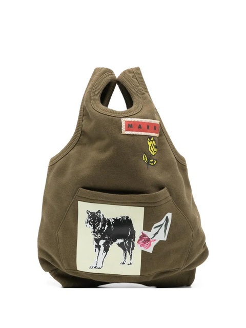 Marni graphic-print tote bag - Green - zdjęcie produktu nr 1