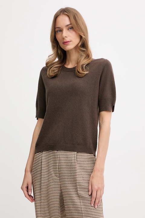 United Colors of Benetton sweter damski kolor brązowy lekki 1002D10D2 - zdjęcie produktu nr 1