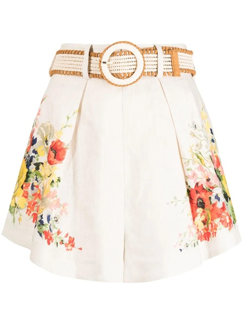 ZIMMERMANN Alight floral-print linen shorts - Multicolour - zdjęcie produktu nr 1