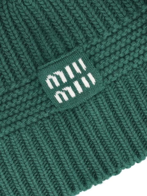 Miu Miu ribbed logo hat - Green - zdjęcie produktu nr 2