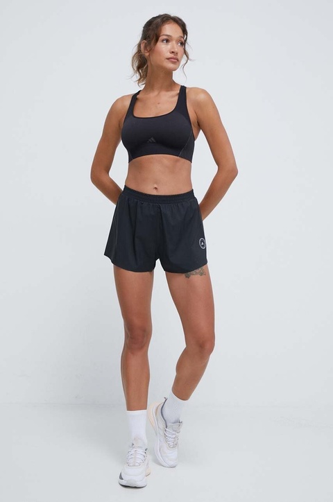 adidas by Stella McCartney szorty do biegania TruePace kolor czarny z nadrukiem high waist IT9728 - zdjęcie produktu nr 2
