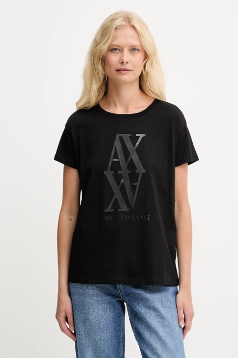 Armani Exchange t-shirt bawełniany damski kolor czarny XW001373 AF10356 - zdjęcie produktu nr 1